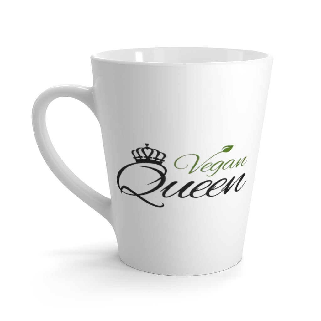 latte mugs saying vegan queen, left side