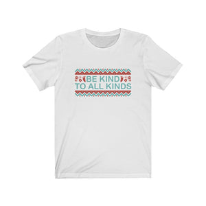 flat white vegan t shirt with "be kind to all kinds" boho style design for boho tops