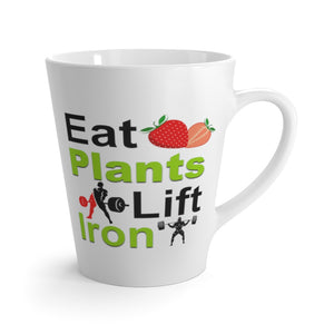 Vegan mugs saying eat plants lift iron, right side