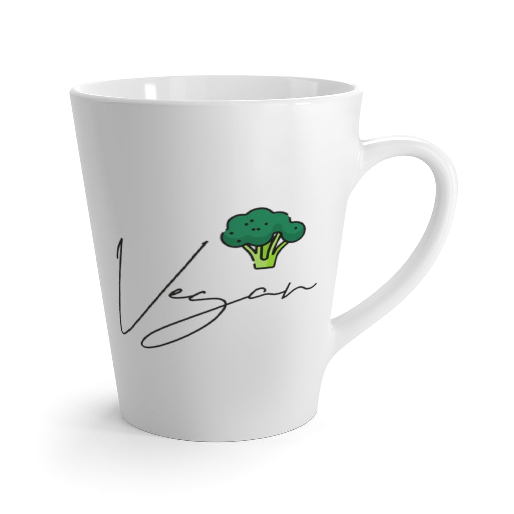 Vegan mugs with a vegan signature and a broccoli, right side