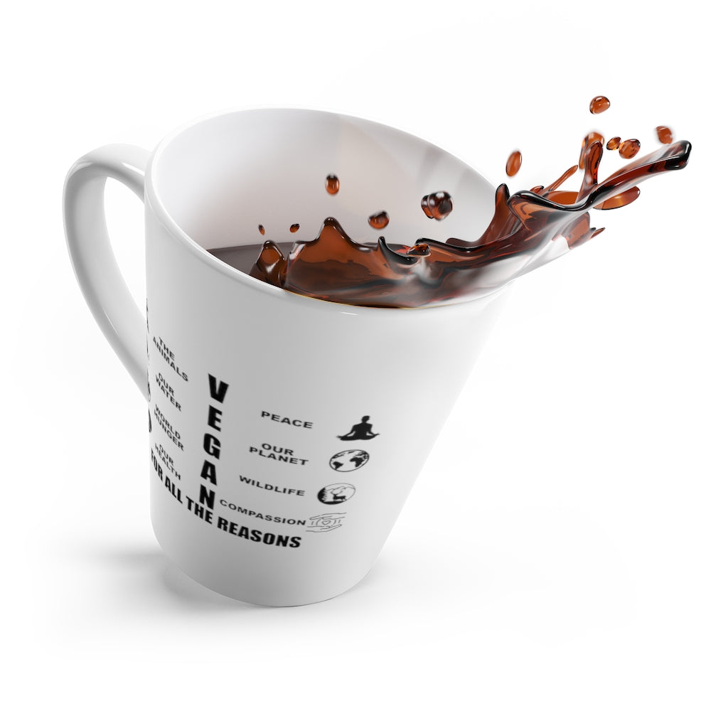 Vegan for all the reasons mug tipping over spilling coffee