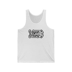 vegan strong shirt with unisex tank top cut in white with a vegan strong design