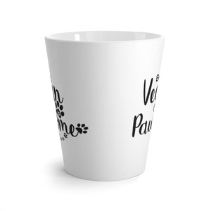 latte mug saying being vegan is pawsome, side