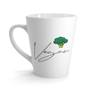 Vegan mugs with a vegan signature and a broccoli, left side