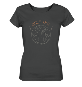 ladies organic scoop neck t-shirt saying only one earth in grey  color