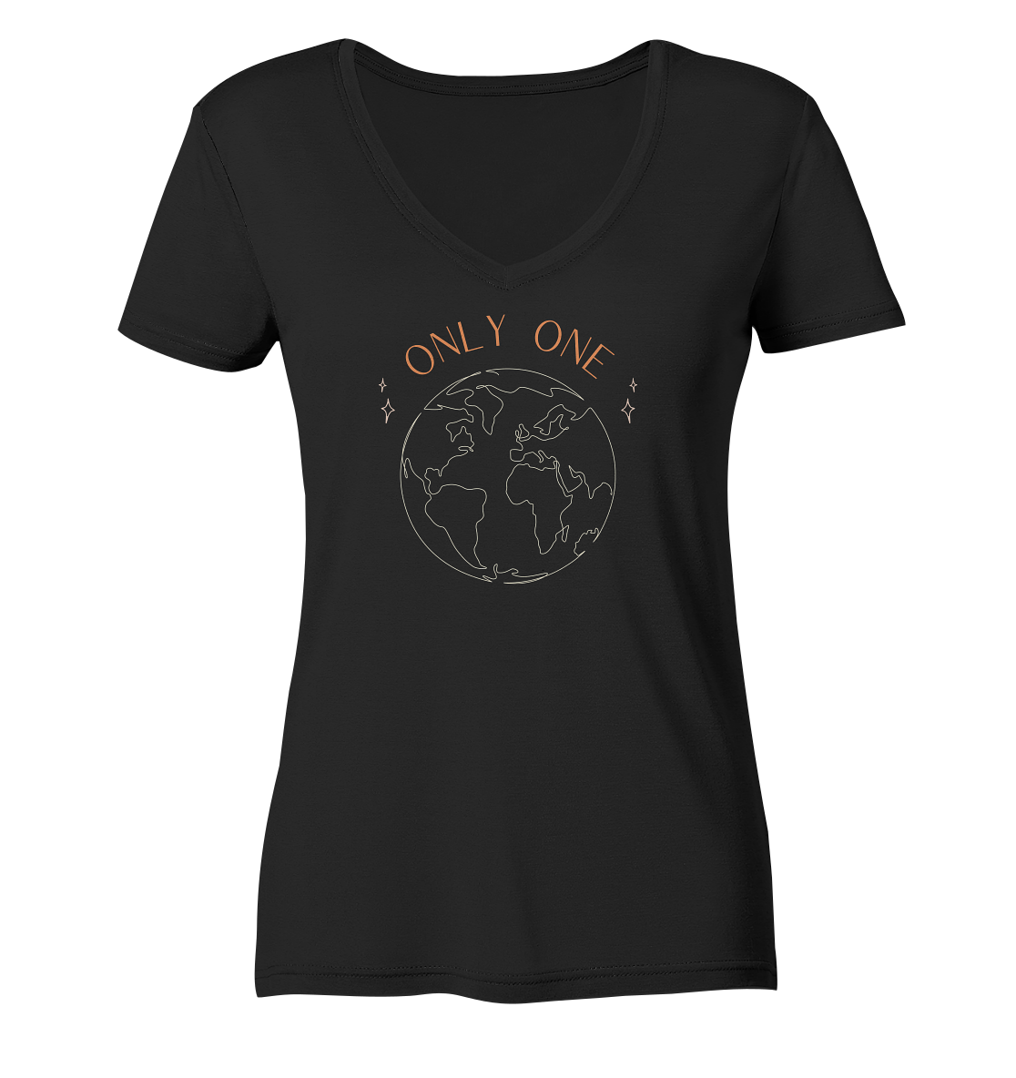 Only one earth v-neck organic vegan t-shirt in black