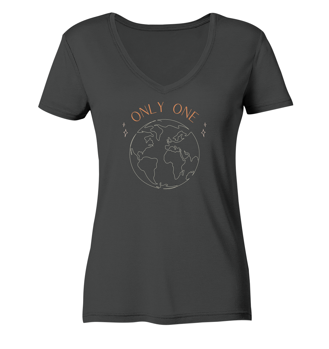 Only one earth v-neck organic vegan t-shirt in grey