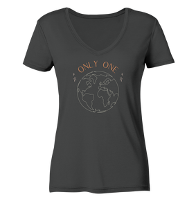 Only one earth v-neck organic vegan t-shirt in grey